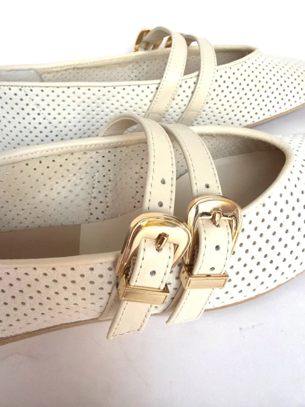 Dolce Vita Baylee Mary Jane Flats Double Buckle Bone Ivory Leather Size 8.5